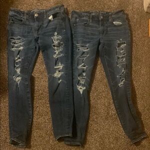 American Eagle Outfitters Women's Distressed Blue Jeans